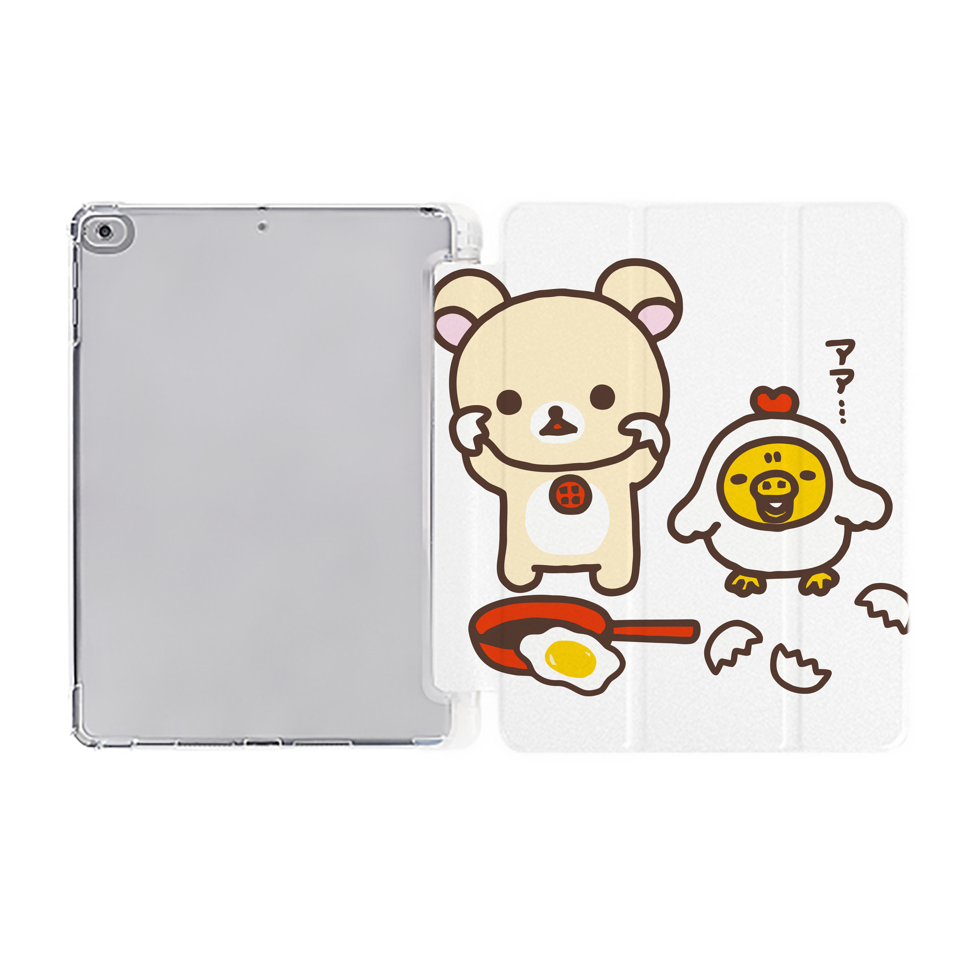 （画像用） リラックマ リラックマ キイロイトリ Rilakkuma Korilakkuma Kiiroitori IPad ケース ペン収納付き 三つ折りスタンド PUレザー×シリコン 対応機種9.5/10.5/10.9インチ